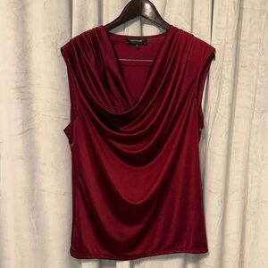 Jones New York Deep Red Drape Neck Blouse